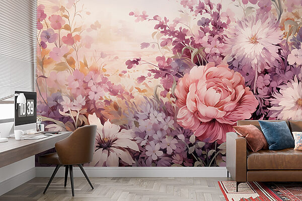 Pintura de flores y hojas Pintura de flores y hojas