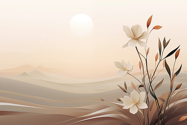 Painting of flowers in a desert Painting of flowers in a desert