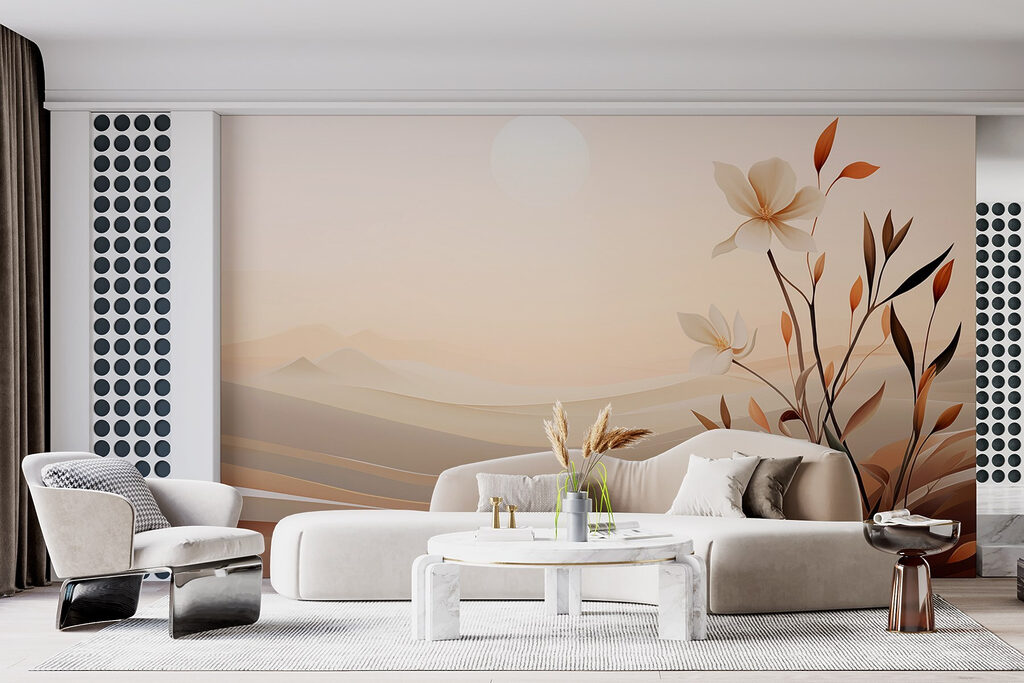 Painting of flowers in a desert Painting of flowers in a desert