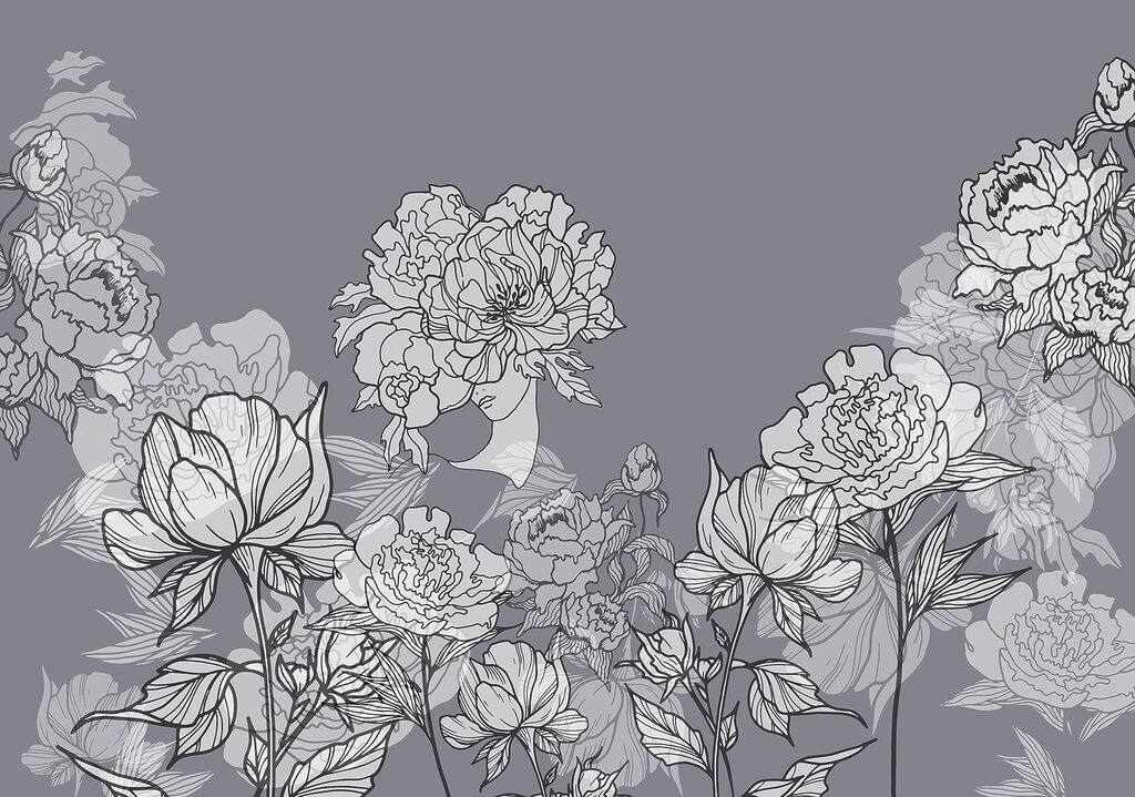 Grupo de flores sobre fondo gris Grupo de flores sobre fondo gris