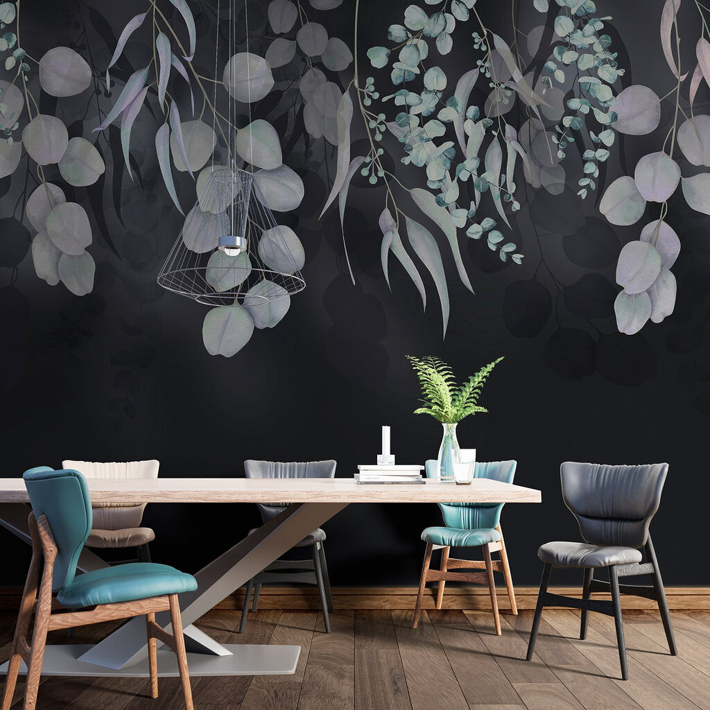 Graceful leaves against dark backdrop