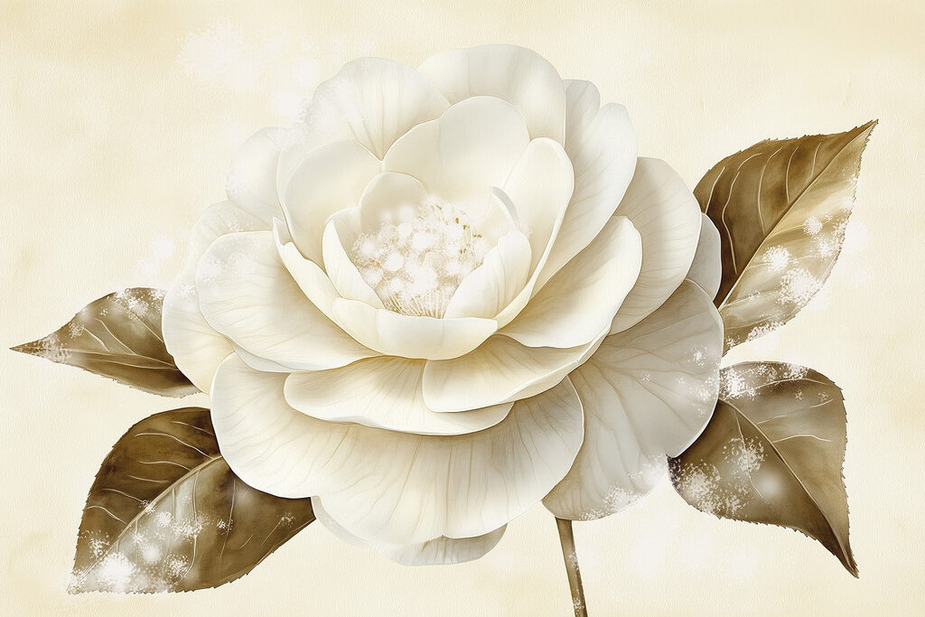 Flor blanca con hojas marrones Flor blanca con hojas marrones