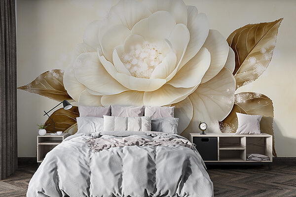 Flor blanca con hojas marrones Flor blanca con hojas marrones