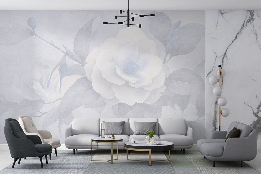 Flor blanca con hojas Flor blanca con hojas