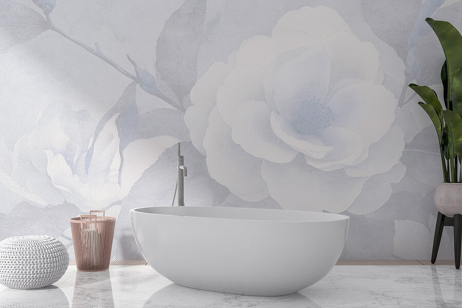 Flor blanca con hojas Flor blanca con hojas