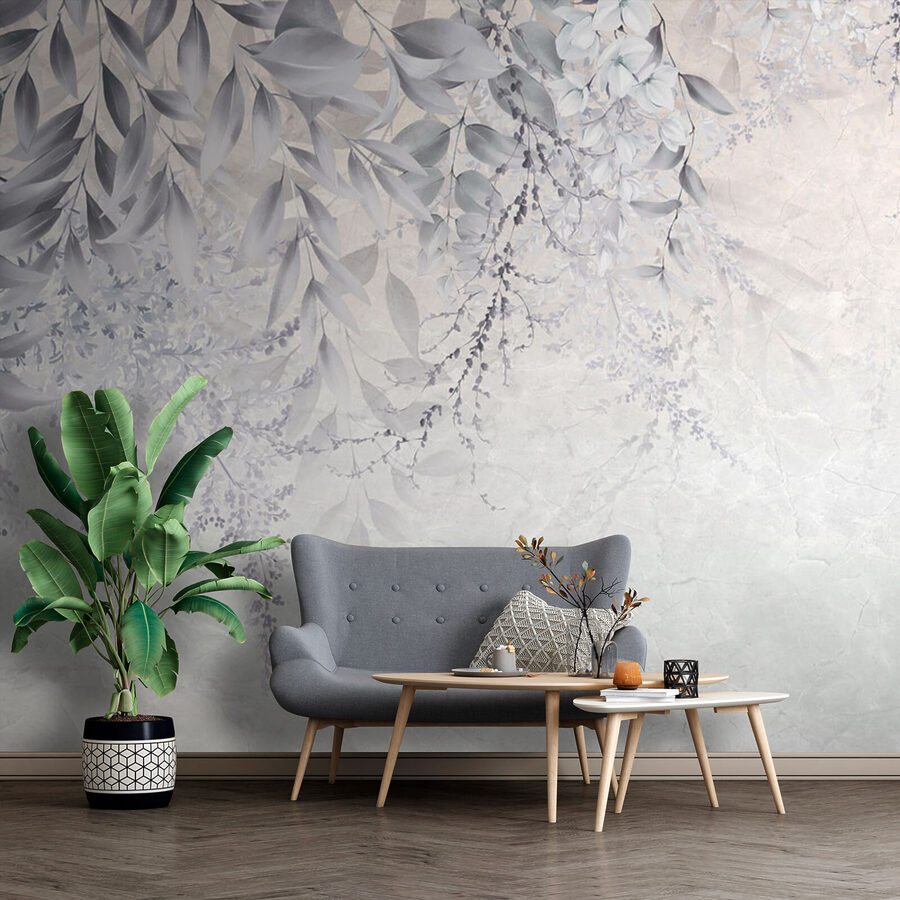 Diseño floral en blanco y gris Diseño floral en blanco y gris