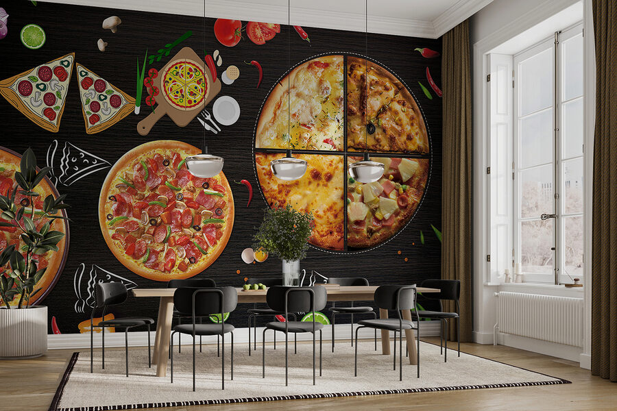 Fotomurales Una pizza sobre una mesa - Imagen 4
