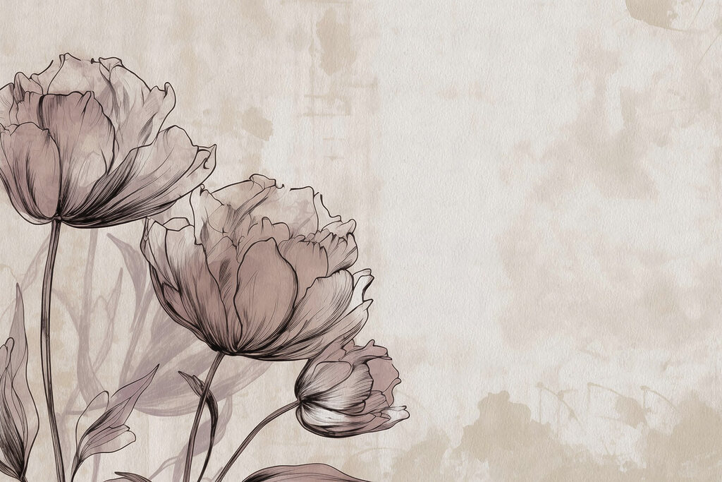Dibujo de flores sobre fondo blanco Dibujo de flores sobre fondo blanco