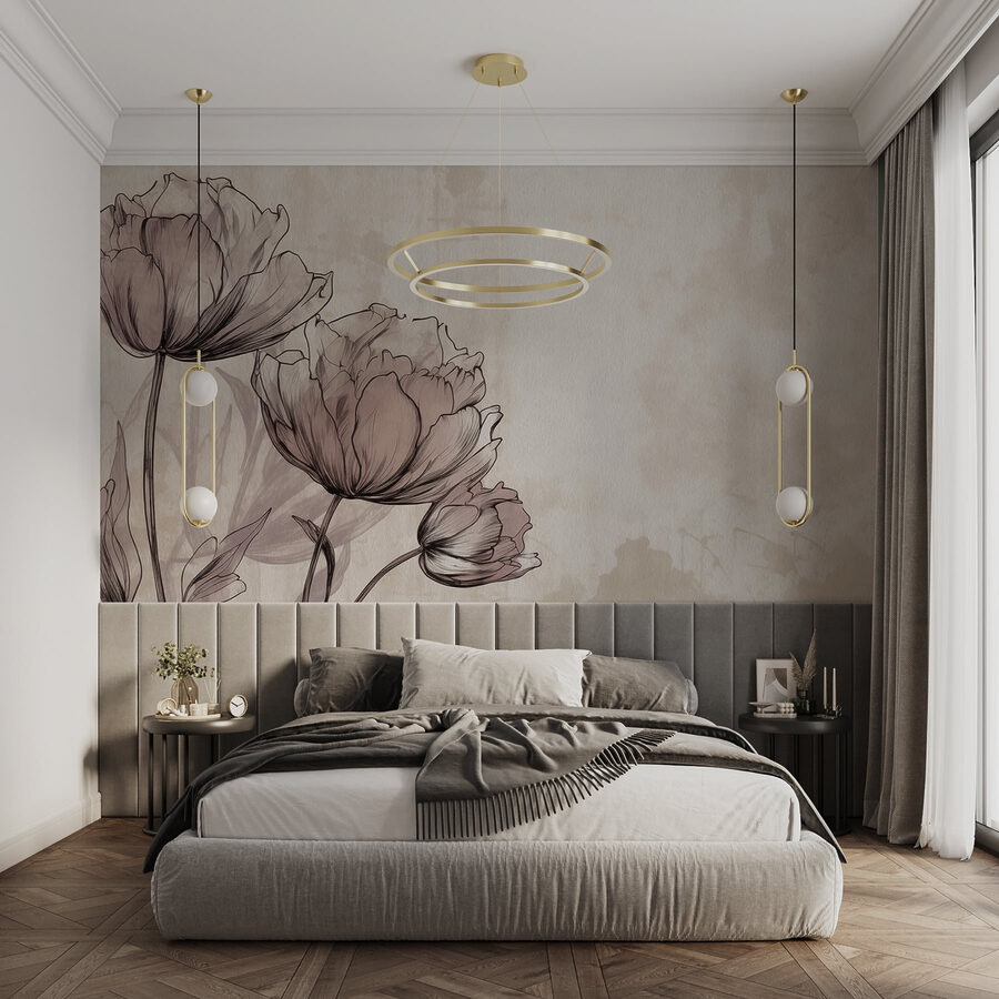 Dibujo de flores sobre fondo blanco