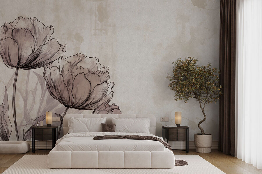 Dibujo de flores sobre fondo blanco