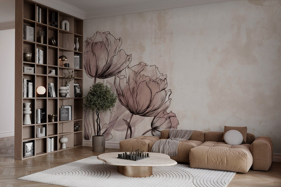 Dibujo de flores sobre fondo blanco