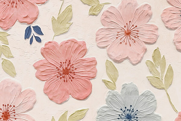 Pared con flores y hojas Pared con flores y hojas