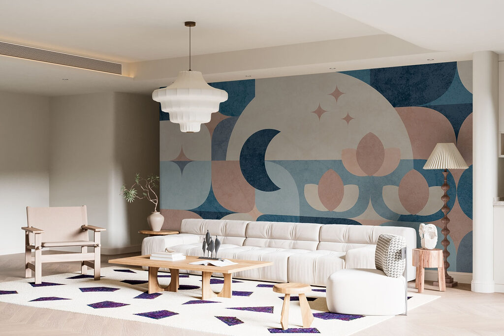 Blue and pink geometric design