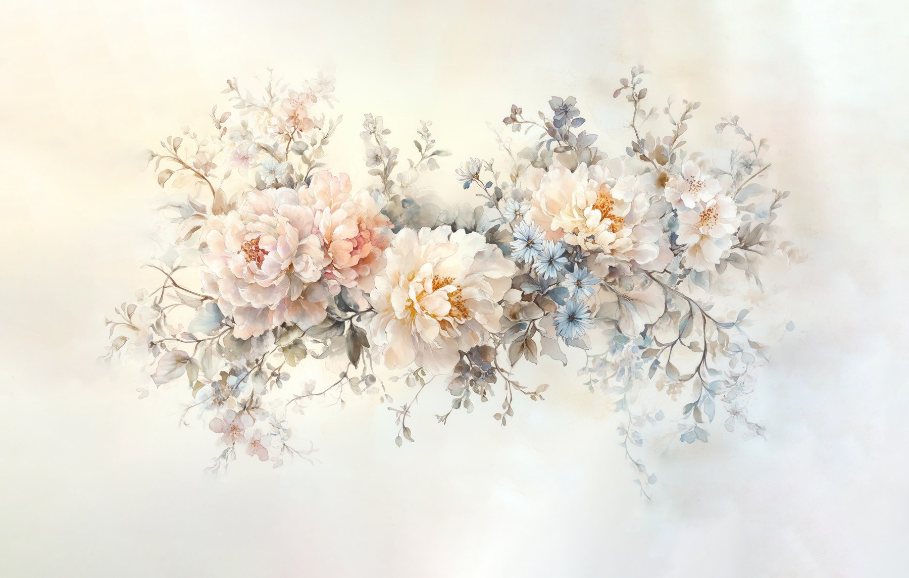 Painting of flowers on a white surface Painting of flowers on a white surface