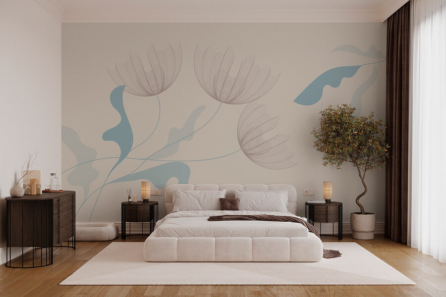 Dibujo de flores y hojas