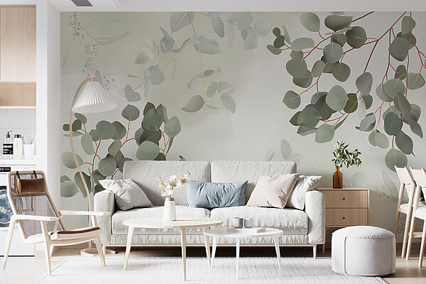 Fotomurales Fotomurales Suave vegetación sobre un fondo apacible (SKU: w03719)