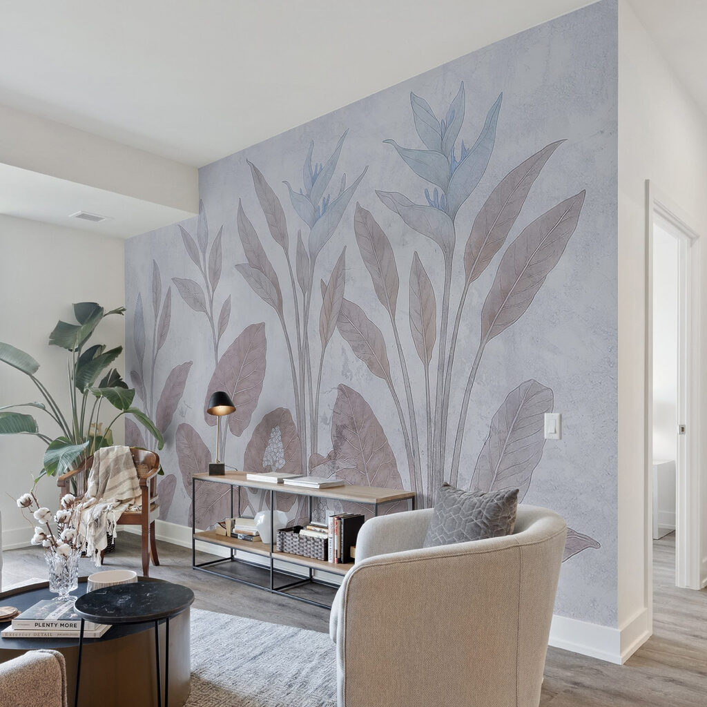 Delicate botanical design in soft tones