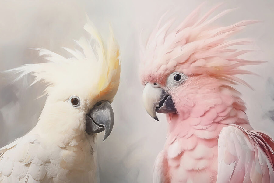 Elegantes pájaros en colores suaves.