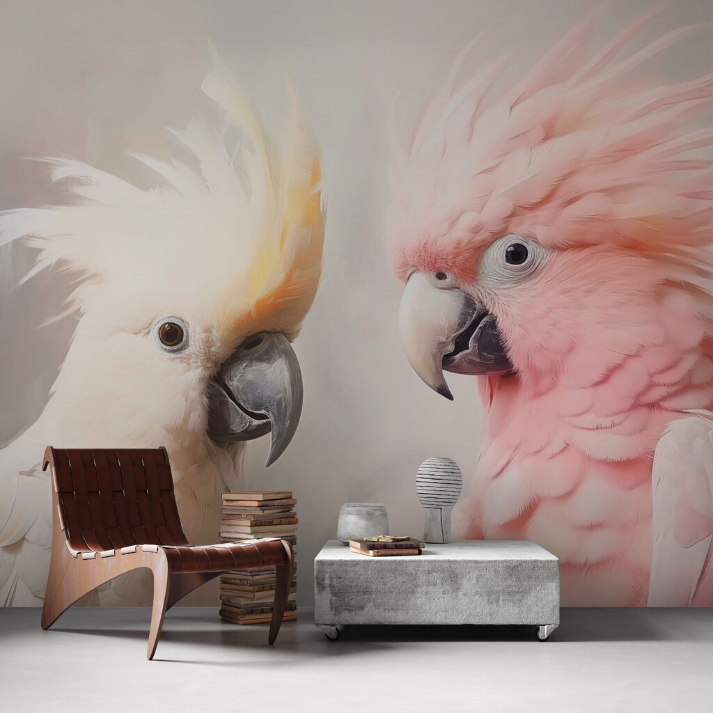 Elegant birds in soft colors