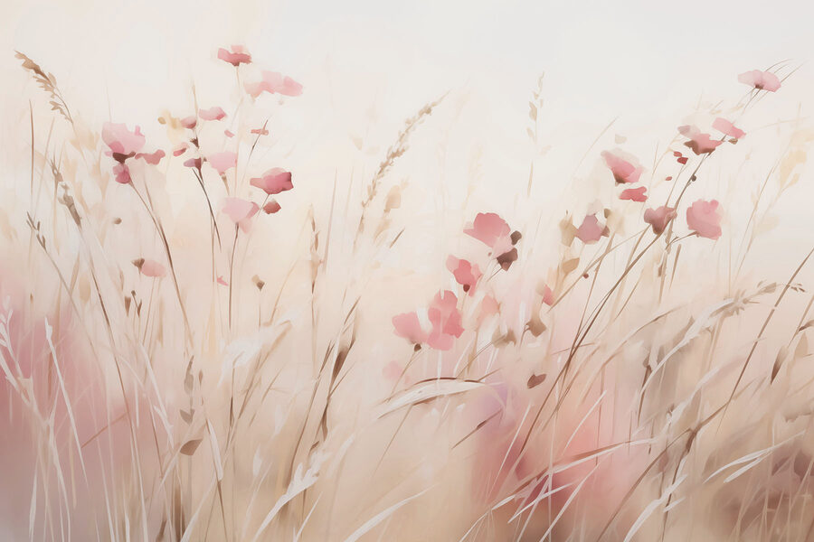 Campo de flores rosas