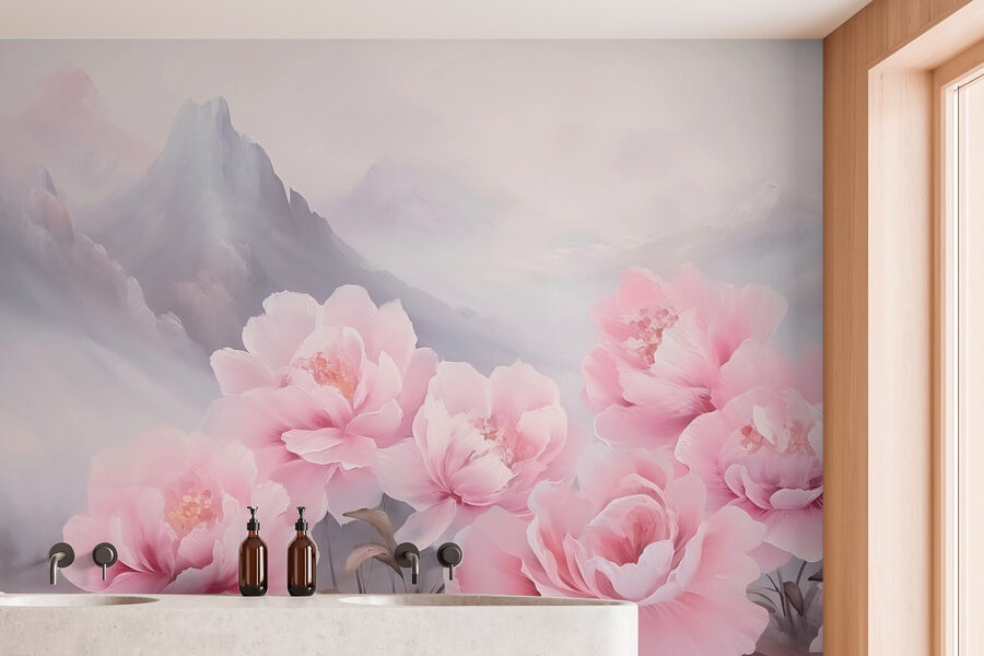 Pintura de flores rosas