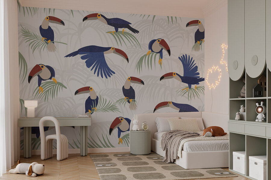 Patrón de aves y plantas