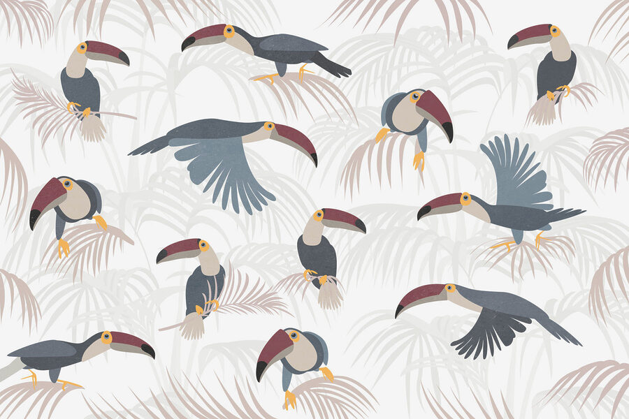 Patrón de aves y plantas
