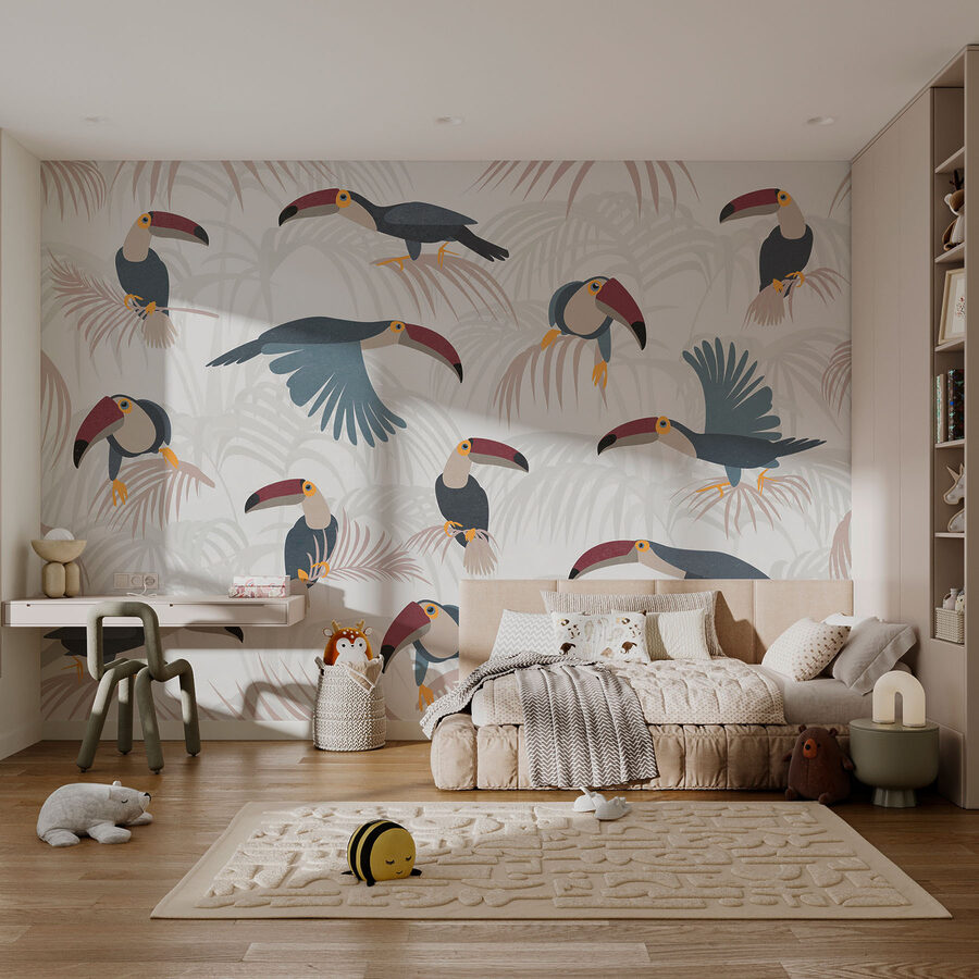 Patrón de aves y plantas