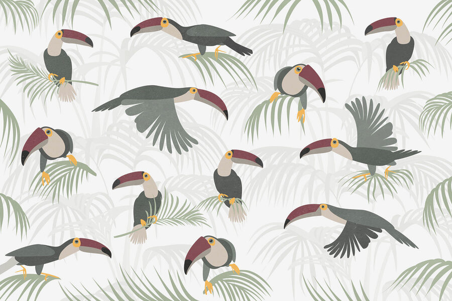 Patrón de aves y plantas