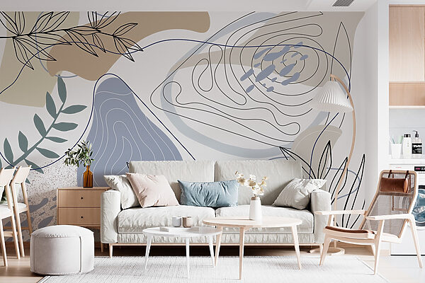 Fotomurales Fotomurales Formas abstractas y detalles de hojas (SKU: w03832)