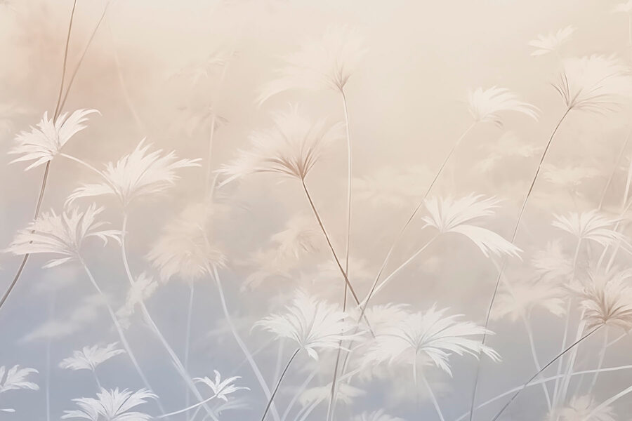 Flores blancas en un ambiente brumoso