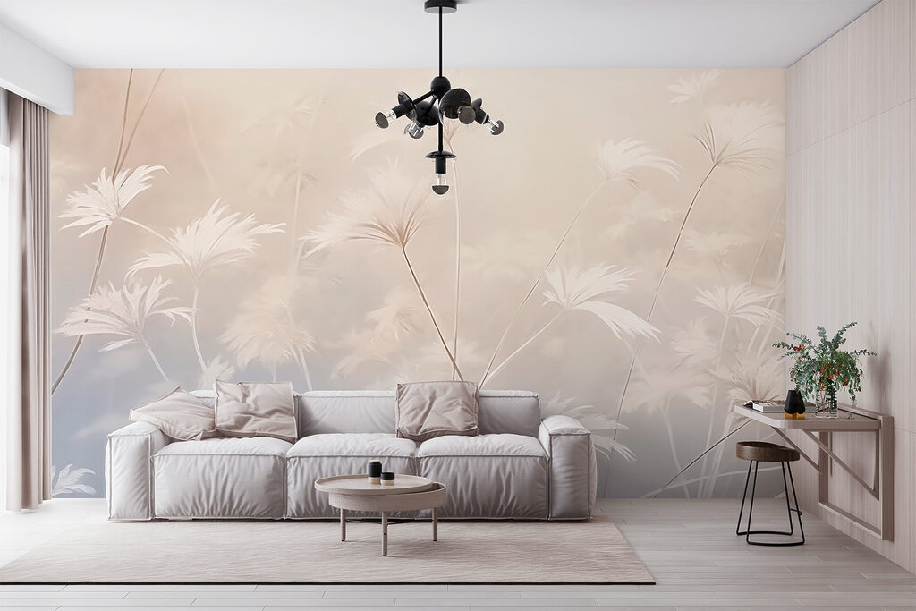 White flowers in a foggy environment