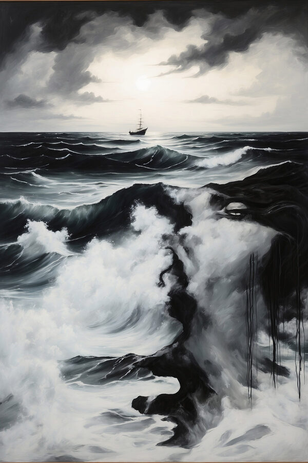 Painting of a ship in the ocean Painting of a ship in the ocean