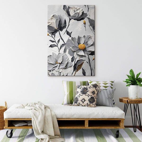 Cuadros Pintura de flores sobre una superficie blanca