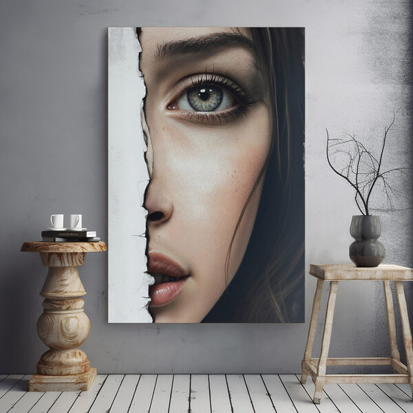 Cuadros Rostro de una mujer con un papel rasgado (SKU: s44083) Cuadros Cuadros Rostro de una mujer con un papel rasgado (SKU: s44083)