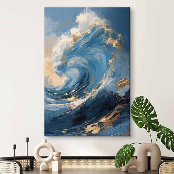 Cuadros Una majestuosa ola en tonos azules intensos