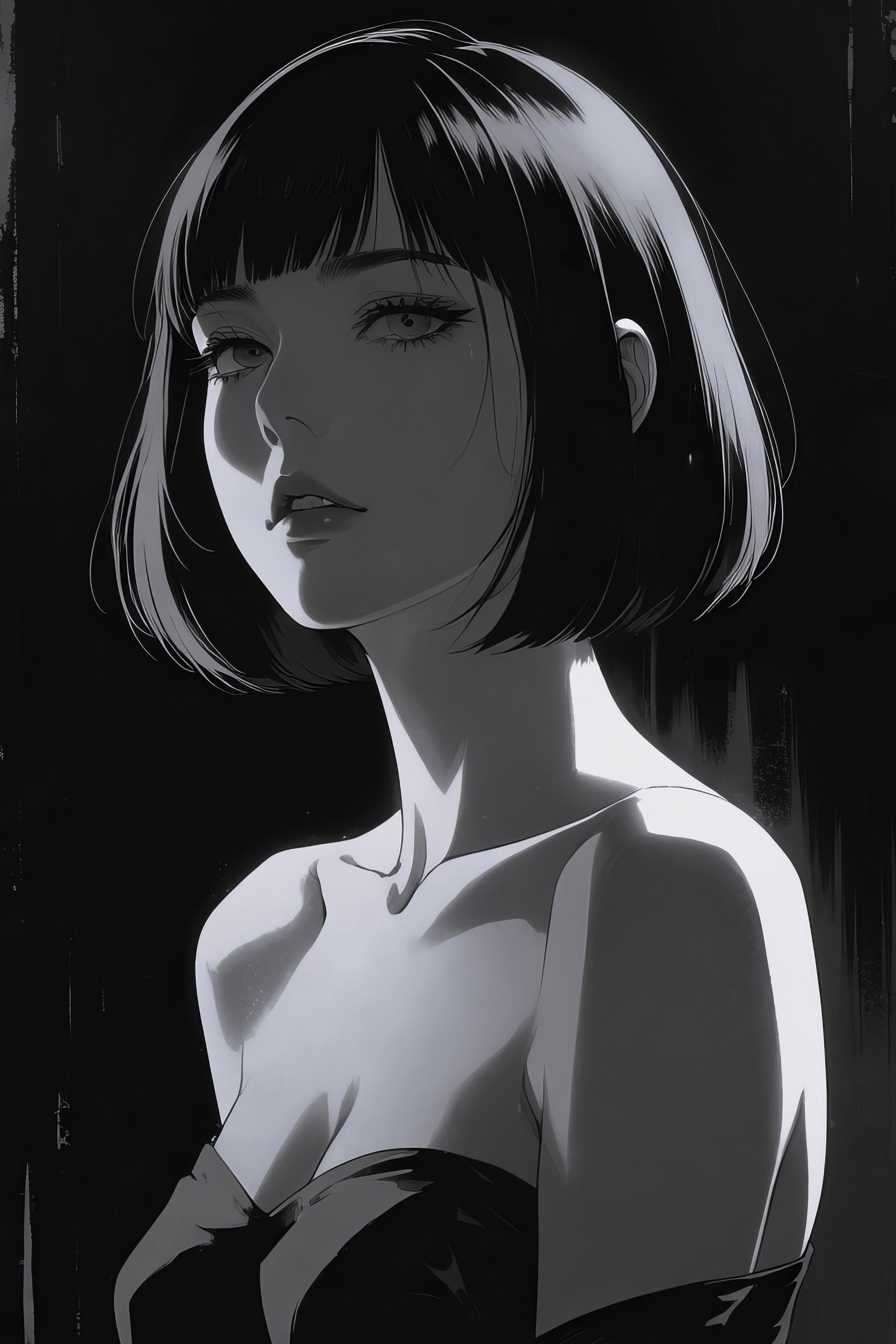 Woman with short hair Woman with short hair