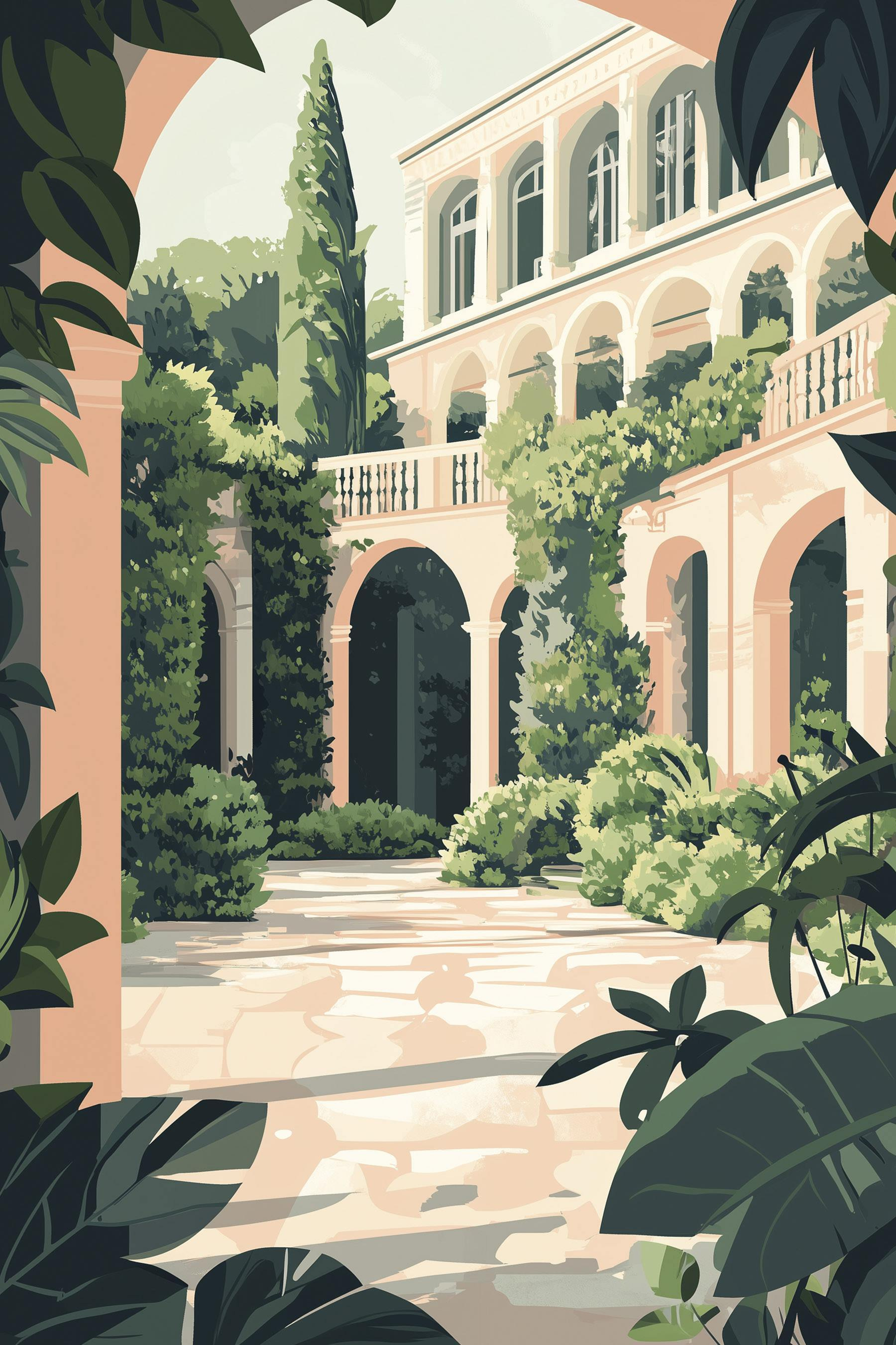 Building with a balcony and plants Building with a balcony and plants