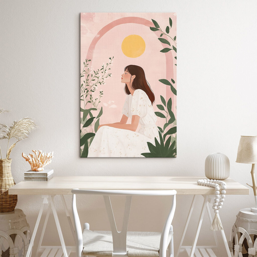 Woman sitting in a white dress Woman sitting in a white dress