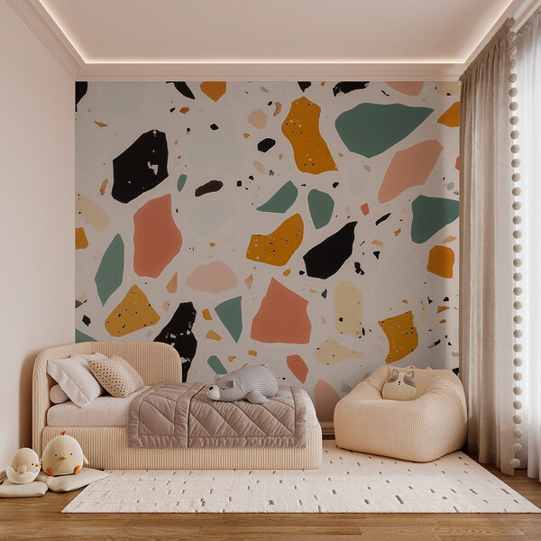 Textured surface with colorful fragments Textured surface with colorful fragments