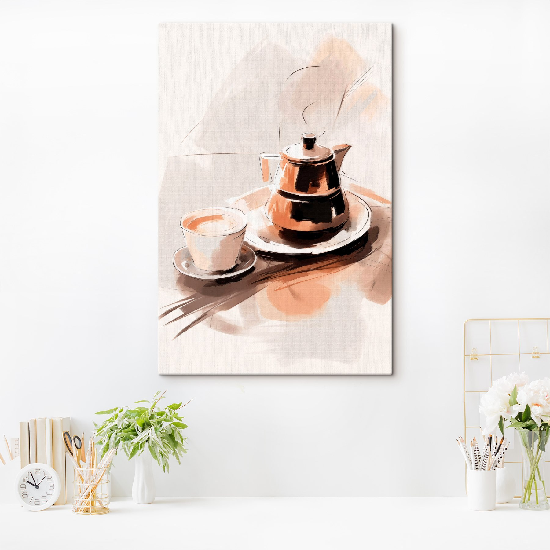 Teapot and a cup on a plate