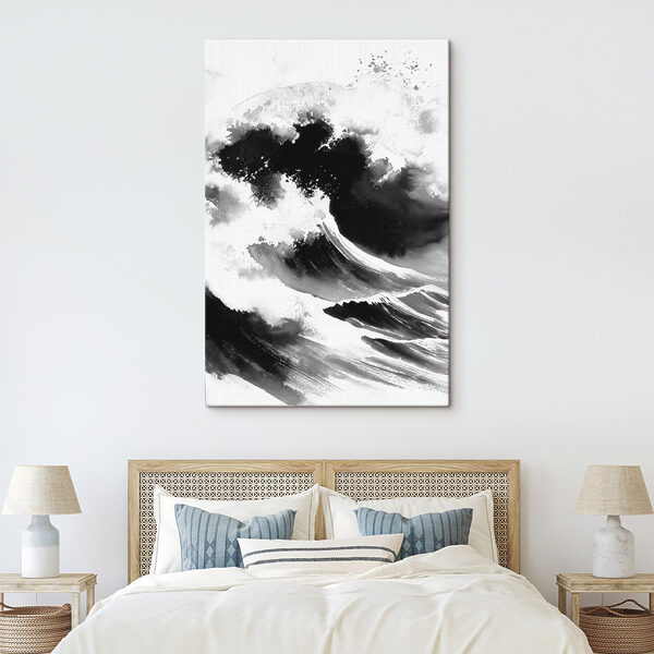 Cuadros Imagen en blanco y negro de una ola