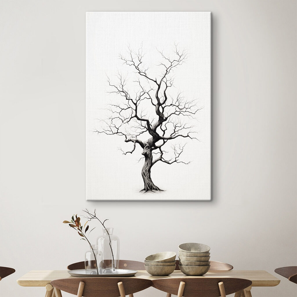 Black and white drawing of a tree Black and white drawing of a tree