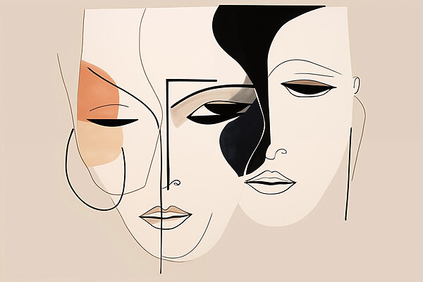 Drawing of faces with different colors Drawing of faces with different colors