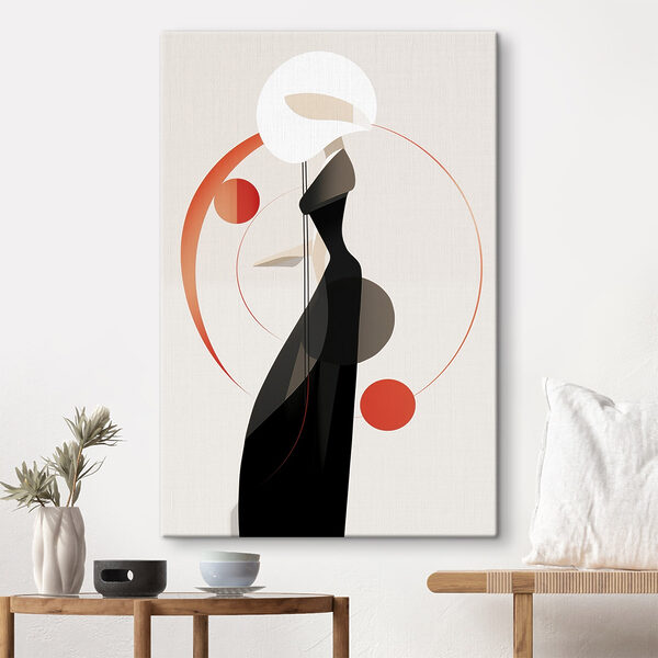 Cuadros Mujer con un vestido negro y un sombrero blanco (SKU: s44208) Cuadros Cuadros Mujer con un vestido negro y un sombrero blanco (SKU: s44208)