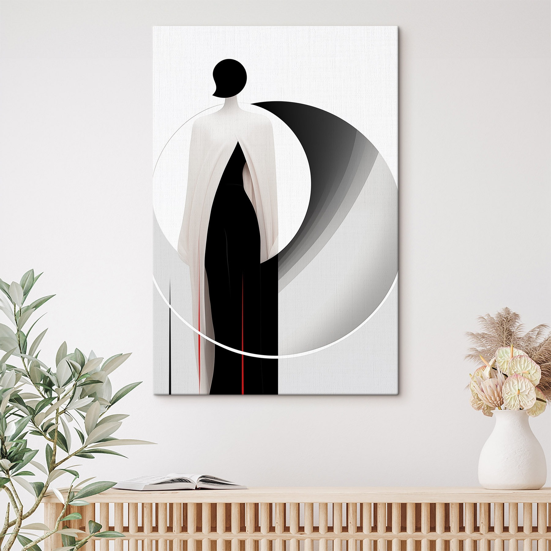 Woman wearing a black and white dress Woman wearing a black and white dress