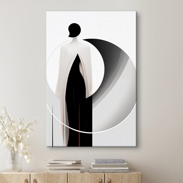 Woman wearing a black and white dress Woman wearing a black and white dress