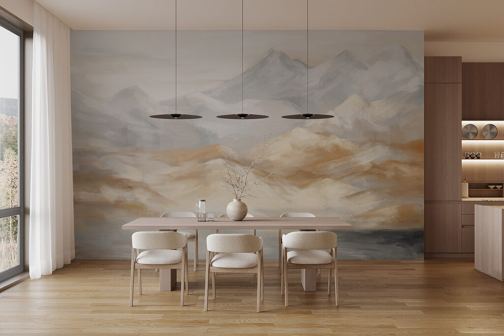 Painting of mountains and water