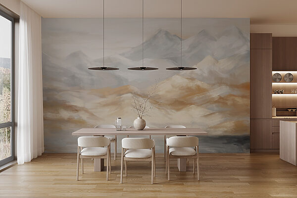 Painting of mountains and water