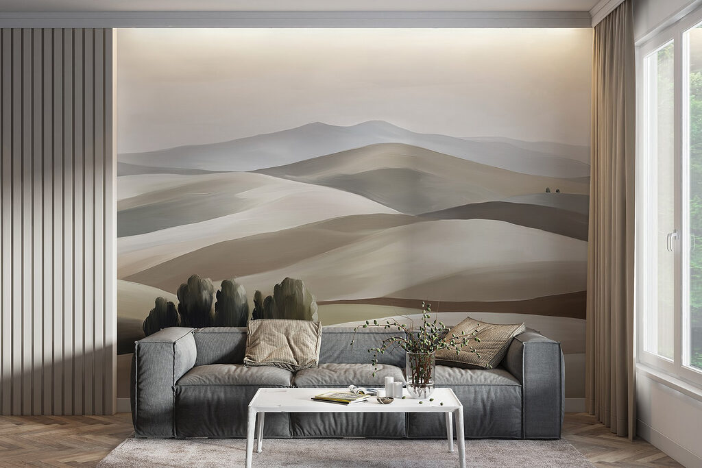 Landscape of hills and trees